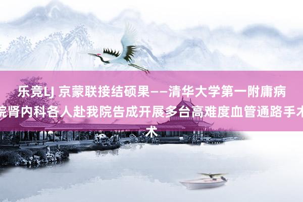 乐竞LJ 京蒙联接结硕果——清华大学第一附庸病院肾内科各人赴我院告成开展多台高难度血管通路手术