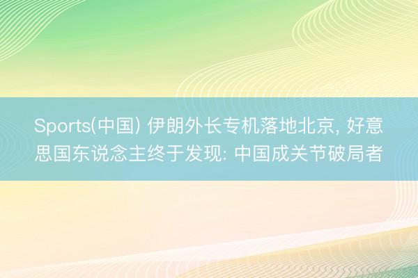 Sports(中国) 伊朗外长专机落地北京， 好意思国东说念主终于发现: 中国成关节破局者