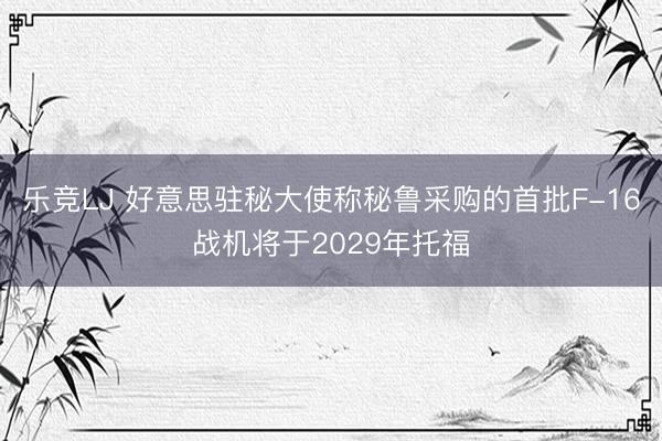 乐竞LJ 好意思驻秘大使称秘鲁采购的首批F-16战机将于2029年托福